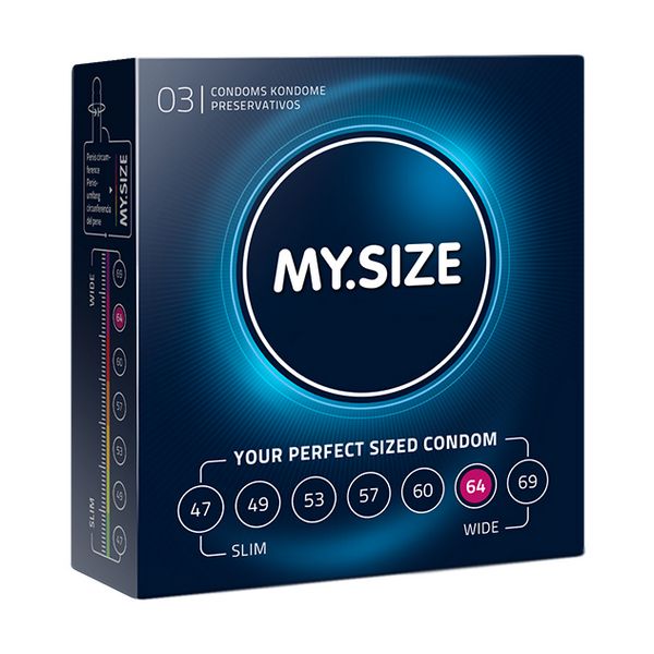 Natural Latex Condom 64 Width 3 pcs MY.SIZE 20169